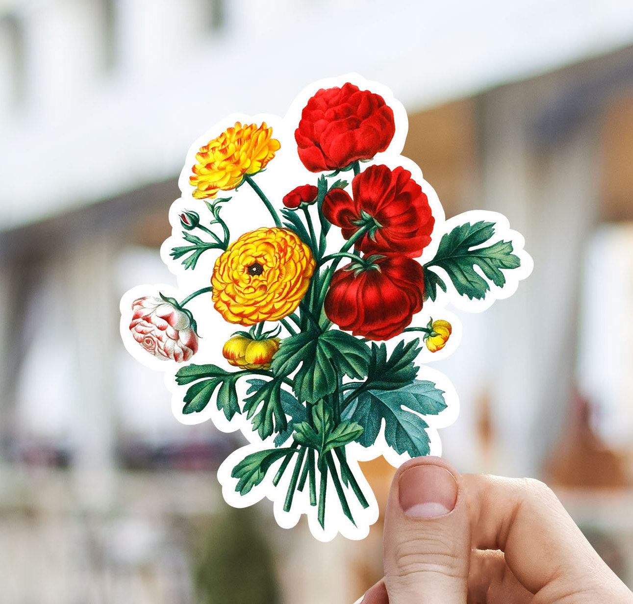 Vintage bouquet vinyl sticker, Illustrated flower sticker, flower sticker,  aesthetic, birthday gift, waterproof flower sticker