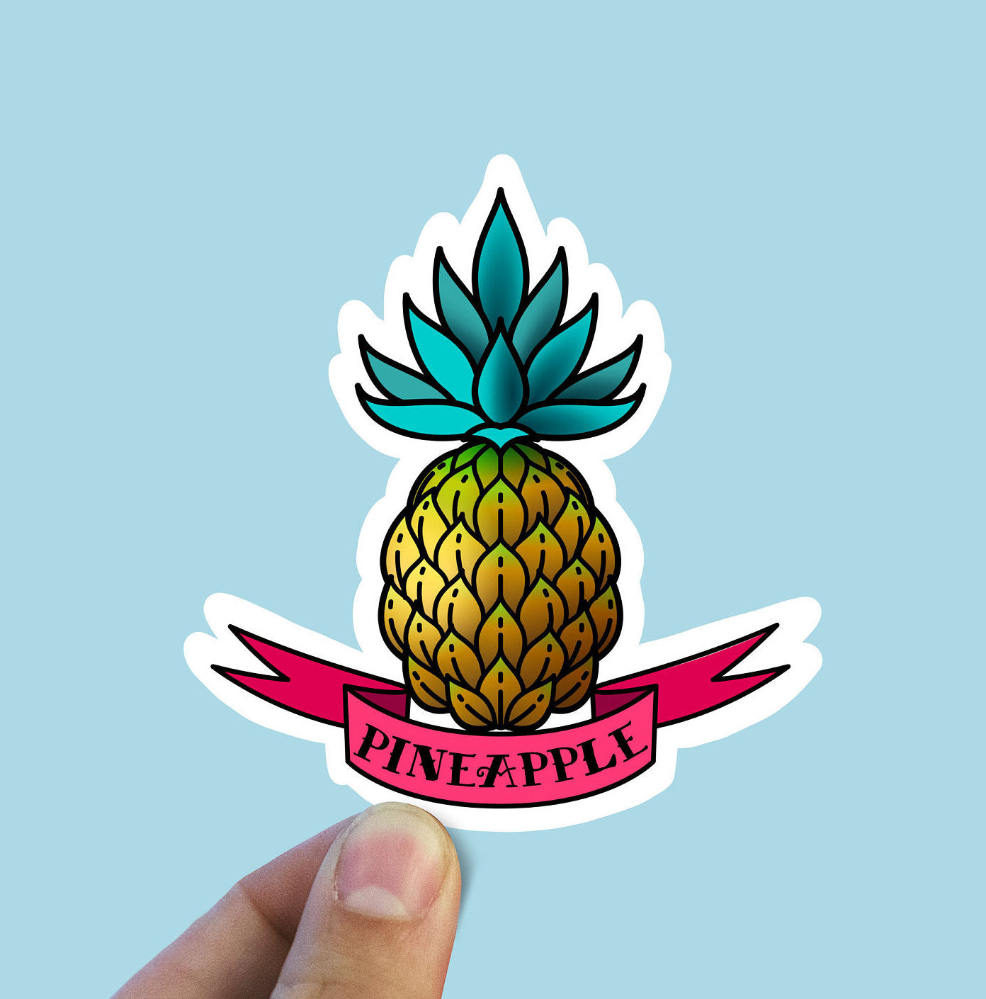 Pineapple Blue Aesthetic Sticker