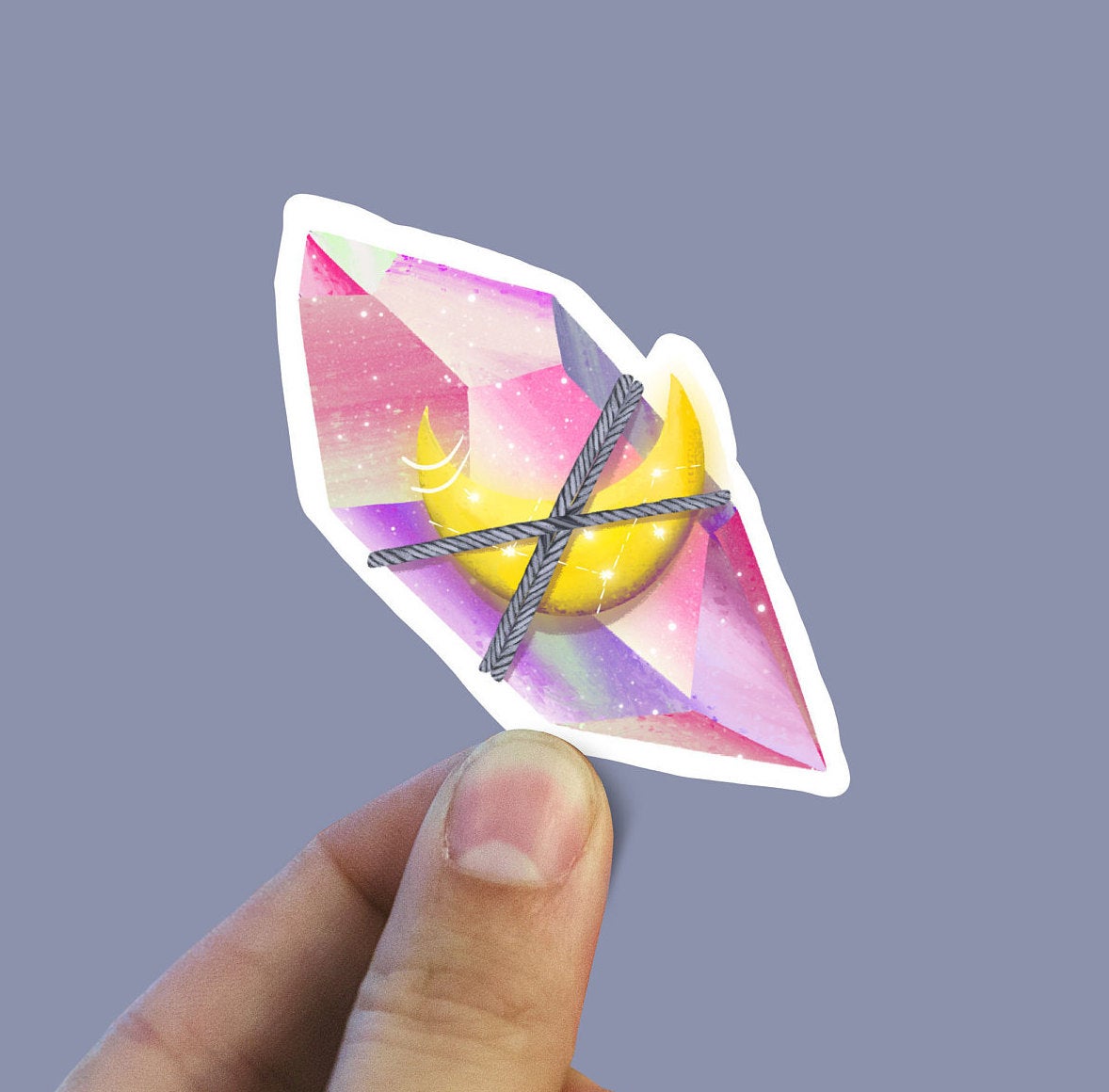 Celestial moon crystal sticker – Jenny V Stickers