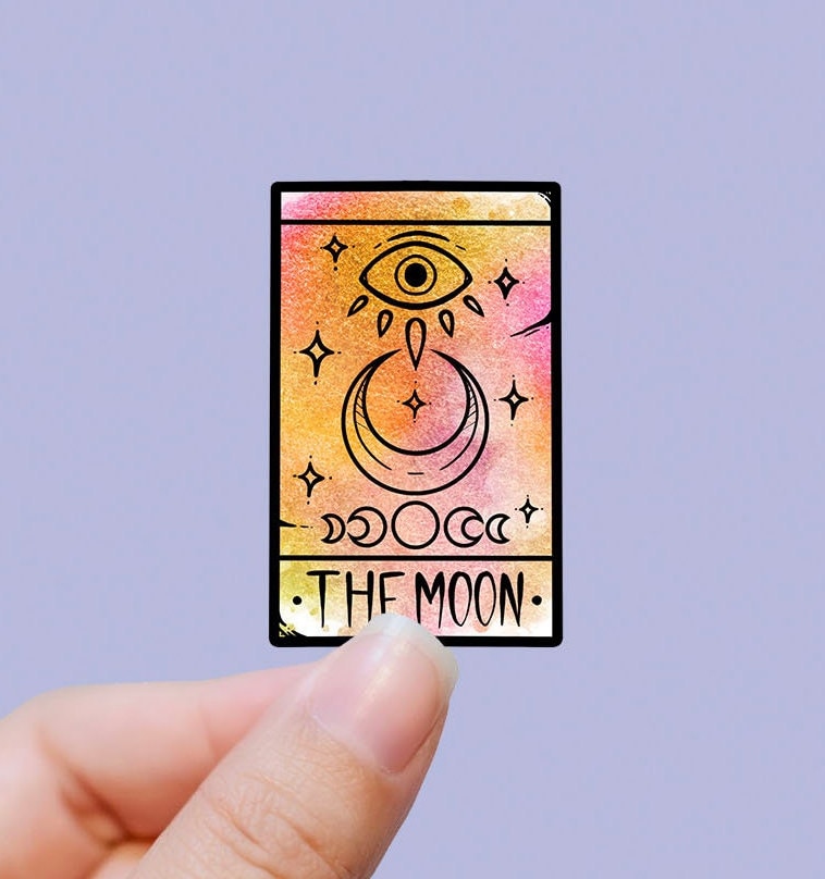 Simple moon tarot card vinyl sticker, astrology sticker, tarot cards, –  Jenny V Stickers