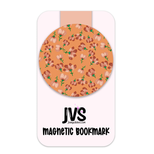 Orange Floral Circle Magnetic Bookmark