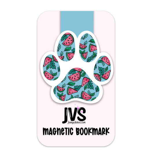 Watermelon Paw Print Magnetic Bookmark