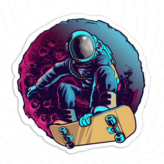 Astronaut skateboarder sticker