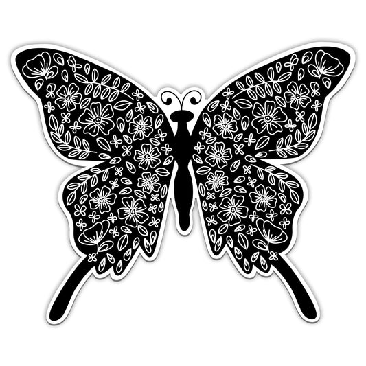 Black Vine Butterfly Sticker