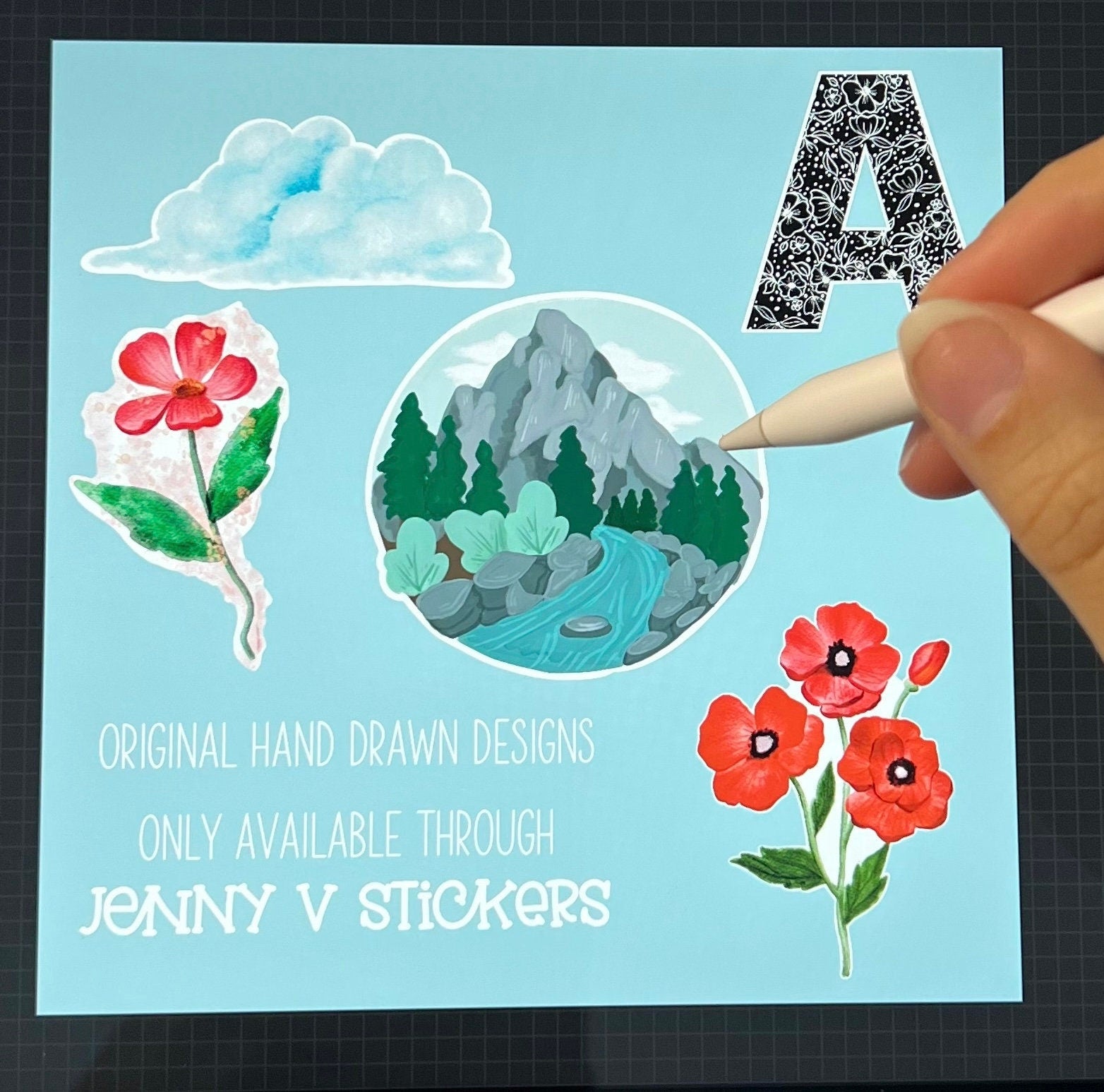 Clear Floral square sticker, clear stickers, vinyl stickers, laptop stickers, floral stickers, car decal, small gifts