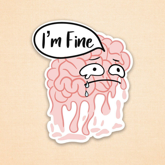 Fine Brain sticker, vinyl sticker, funny stickers, waterproof decals, laptop sticker, stickers for water bottle