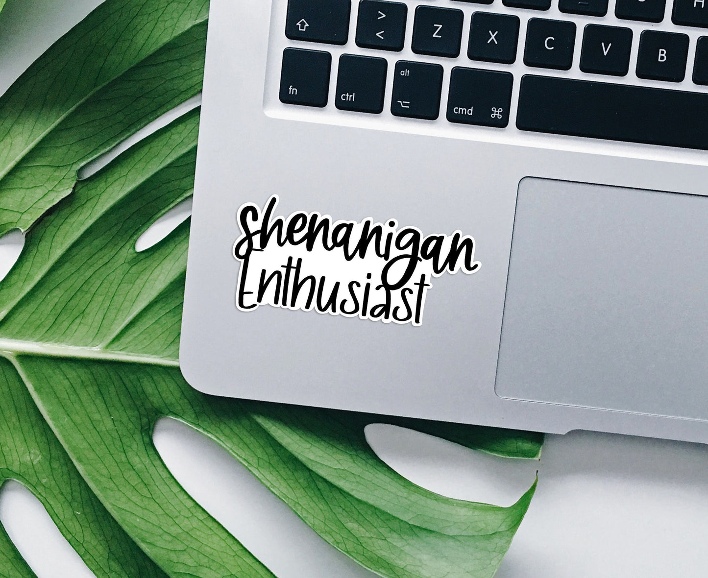 Shenanigan enthusiast vinyl sticker, funny stickers, sarcastic stickers, motivational laptop stickers, water bottle stickers, decorations