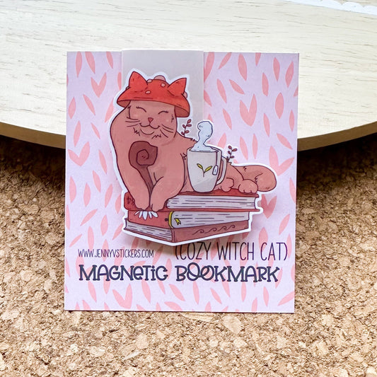 Cozy Witch Cat magnetic bookmark, reading accessory, magnetic bookmark, book gift, book girl aesthetic