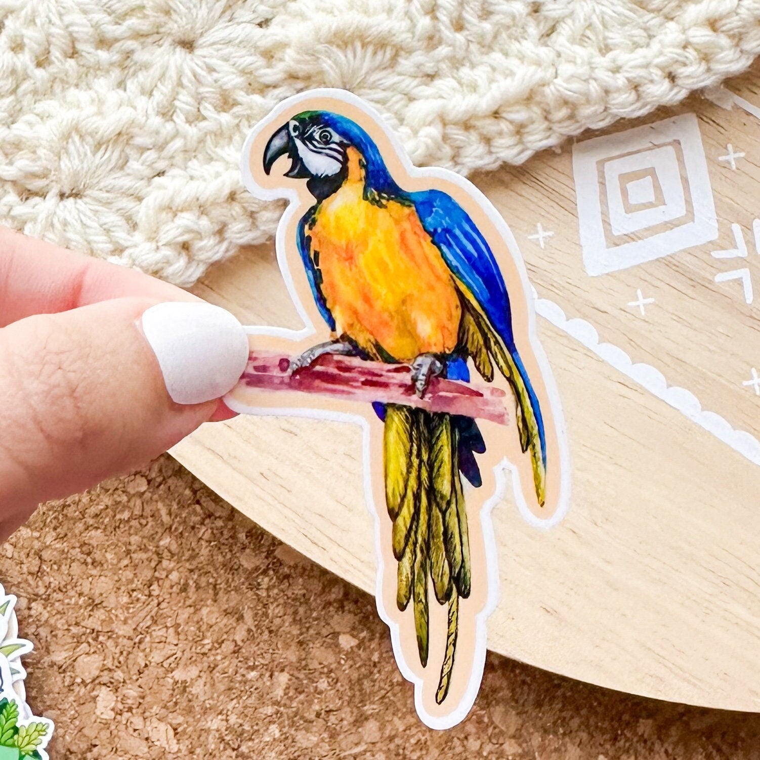 Watercolor Parrot vinyl sticker, bird sticker, best friend gift, laptop sticker, animal decals , sarcastic gift