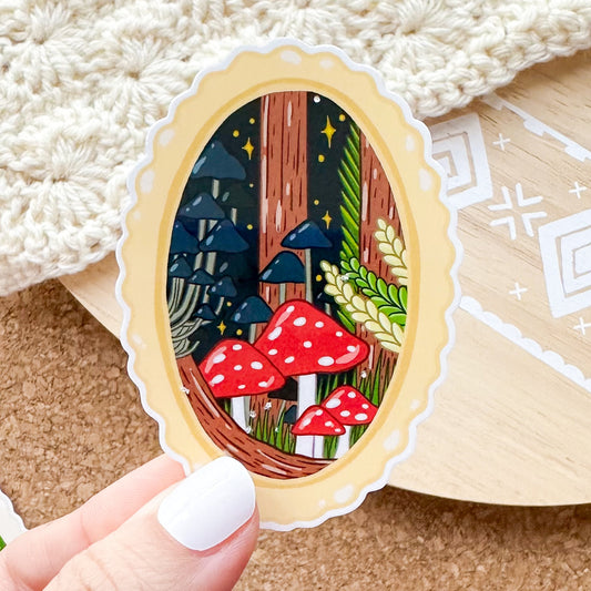 Mushroom Frame vinyl sticker, best friend gift, small gift, laptop sticker, waterproof stickers