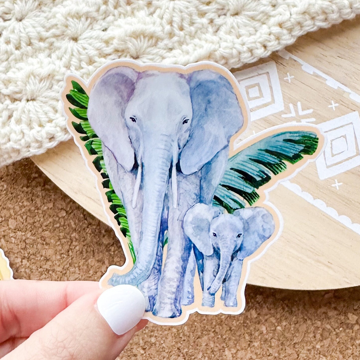 Watercolor Elephants vinyl sticker, elephant sticker, best friend gift, laptop sticker, animal decals , sarcastic gift