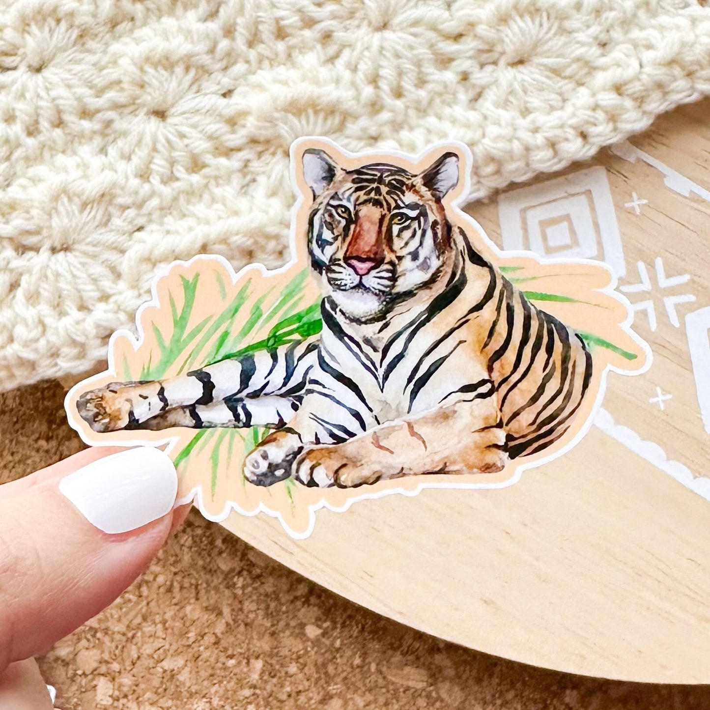 Watercolor Tiger vinyl sticker, elephant sticker, best friend gift, laptop sticker, animal decals , sarcastic gift