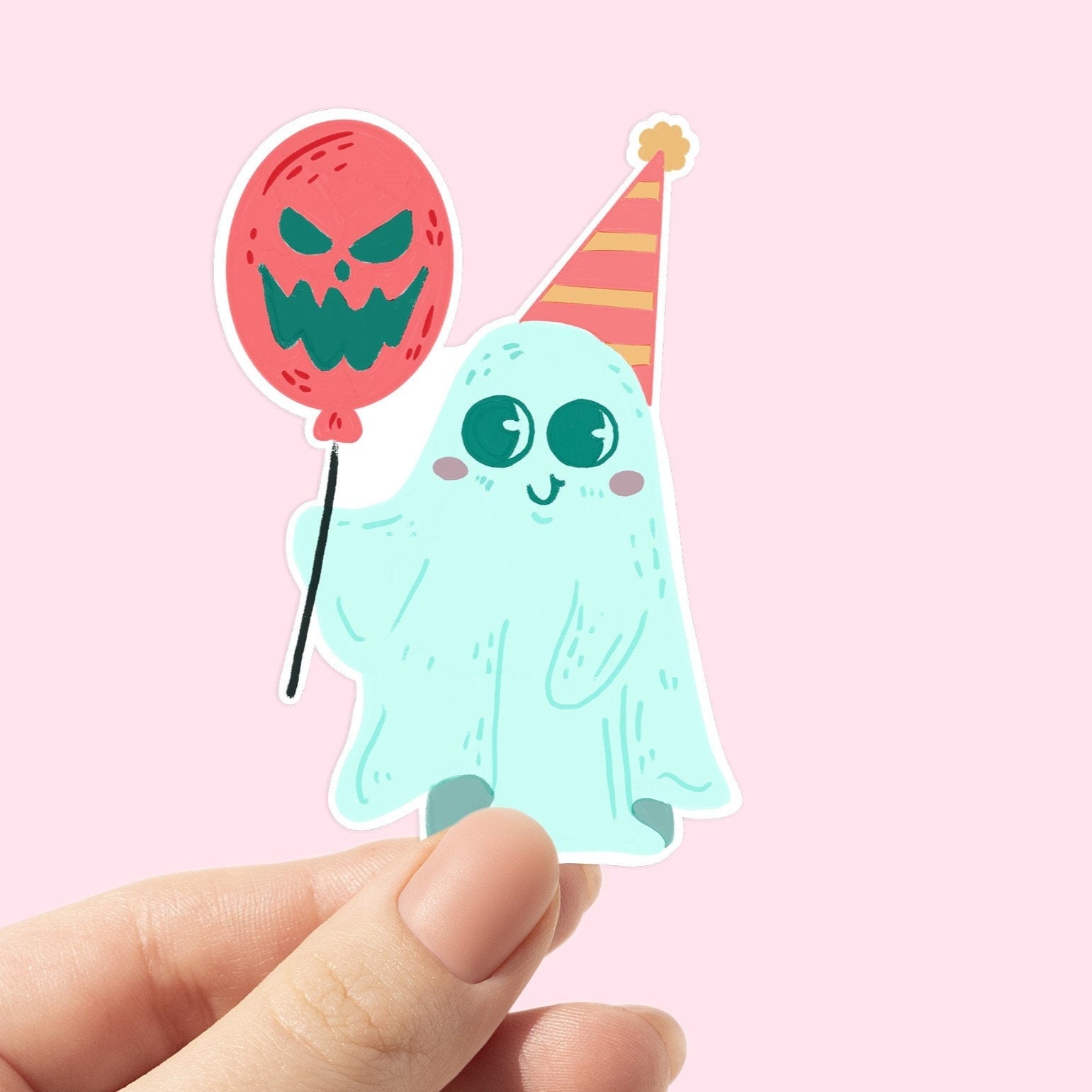 Cute Ghost Clown Sticker, sticker for water bottle, Halloween, Ghost Stickers, Spooky Gift