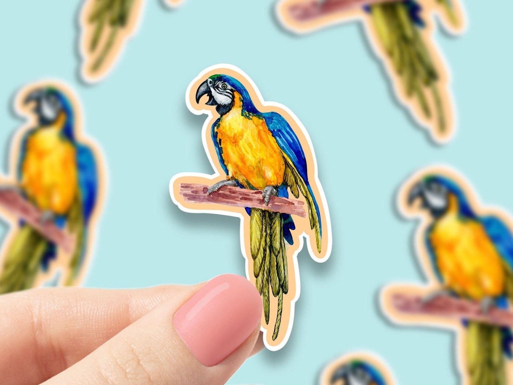 Watercolor Parrot vinyl sticker, bird sticker, best friend gift, laptop sticker, animal decals , sarcastic gift