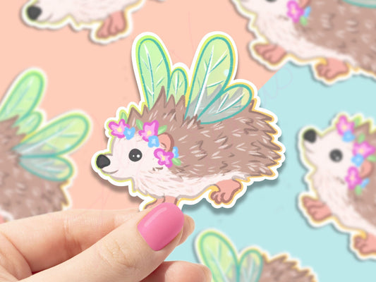 Colorful Flying Hedgehog sticker, stickers, animal stickers, rainbow designs, laptop stickers, water bottle stickers, decorations