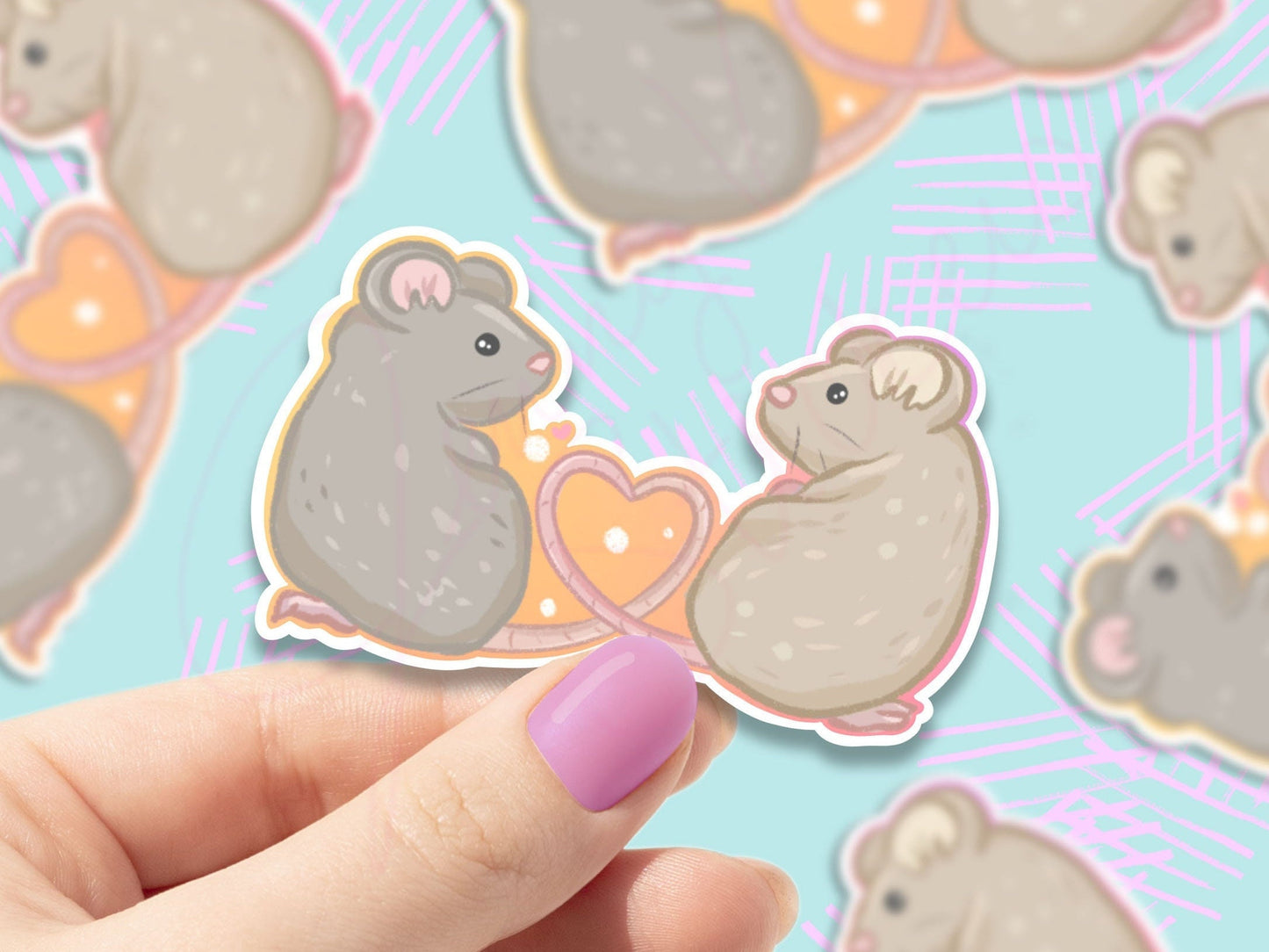 Cute Heart Mice sticker, stickers, animal stickers, rainbow designs, laptop stickers, water bottle stickers, decorations