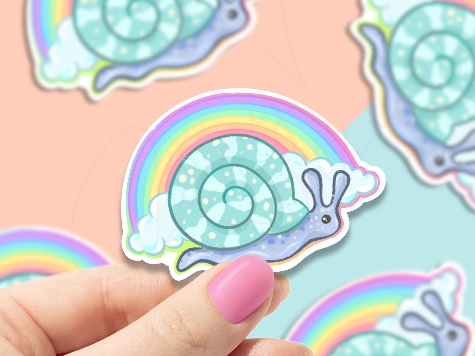 Colorful Snail sticker, stickers, animal stickers, rainbow designs, laptop stickers, water bottle stickers, decorations