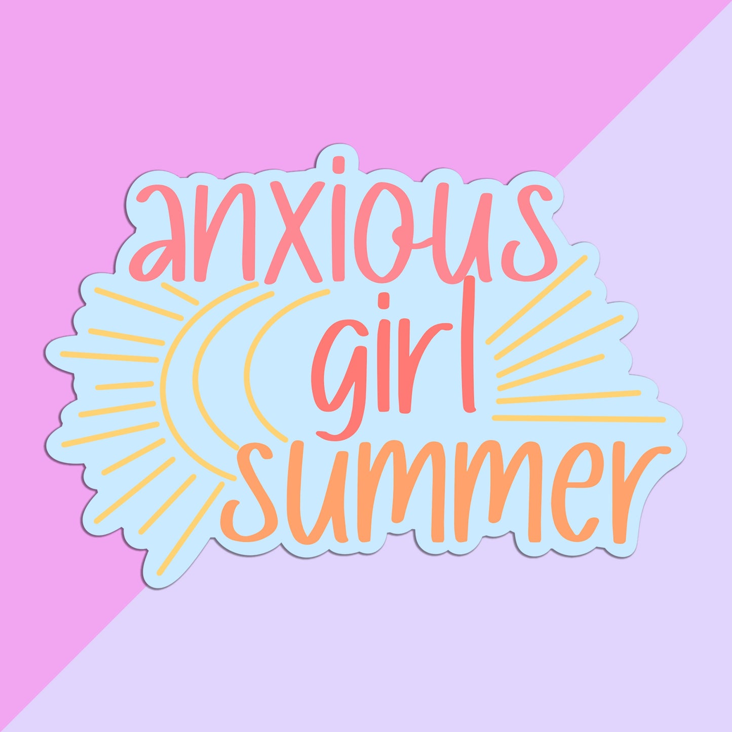 Anxious Girl Summer Sticker, introvert and anxiety, sticker for water bottle, sarcastic humor stickers, stickers for girls