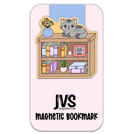 Kitty Bookshelf Magnetic Bookmark