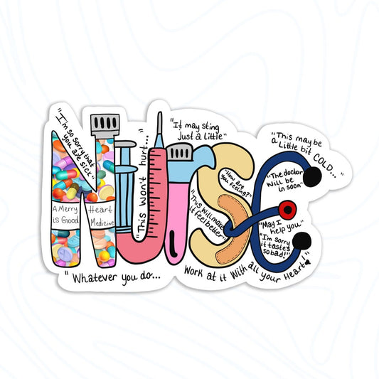 Colorful Nurse Words Sticker