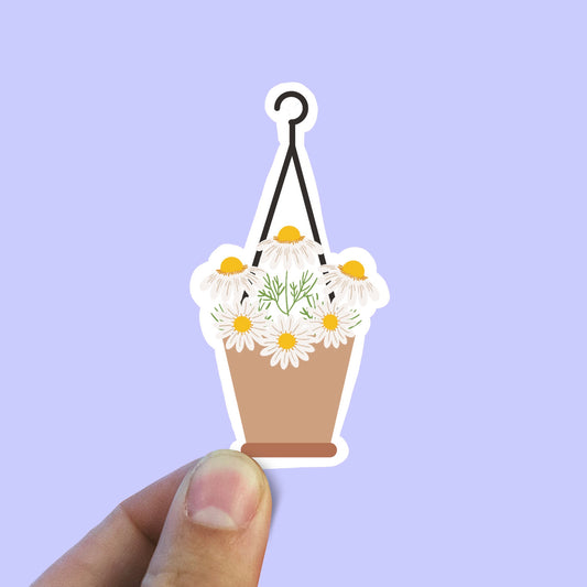 Planter of daisies vinyl sticker