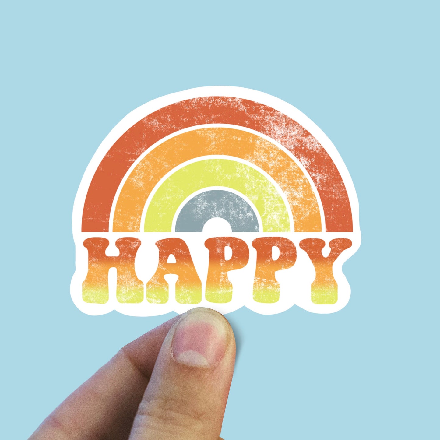 Vintage happy rainbow sticker