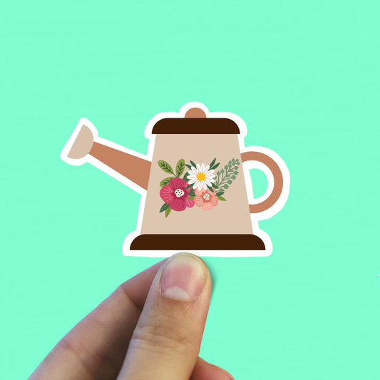 Flowered watering can vinyl sticker