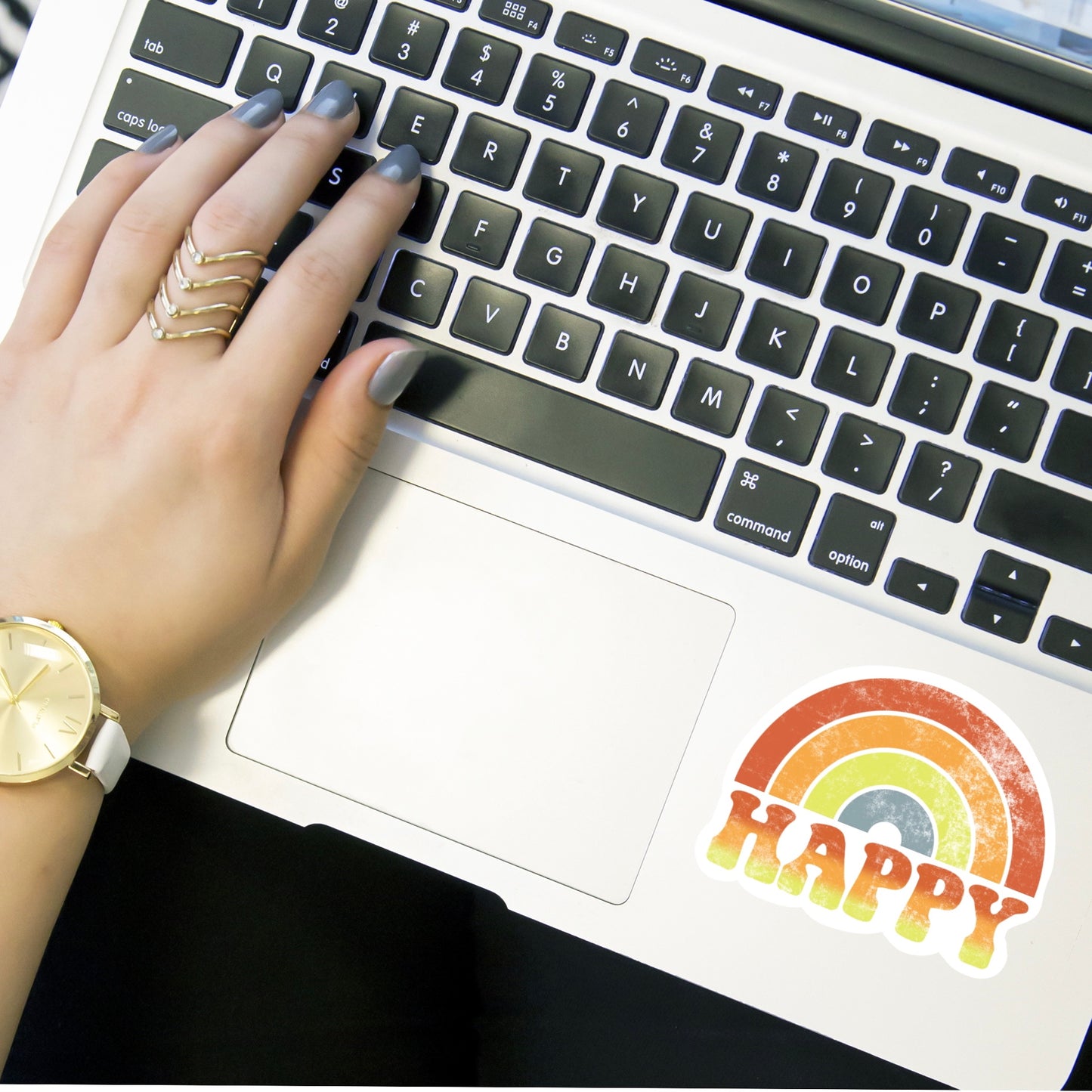 Vintage happy rainbow sticker