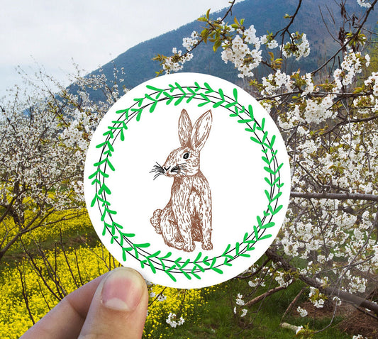 Bunny sticker, rabbit sticker,  bunny rabbit sticker, Macbook sticker, laptop sticker, waterproof flower sticker