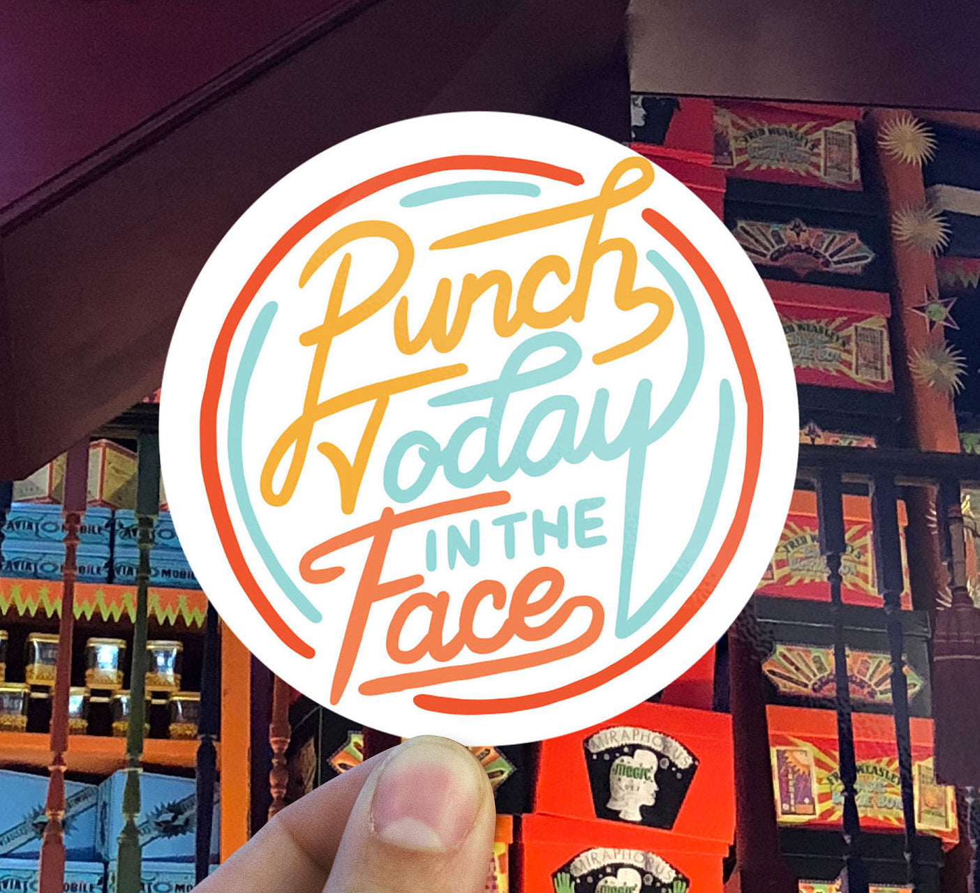 Punch today in the face vinyl sticker, fun saying sticker, Macbook sticker, laptop sticker, waterproof flower sticker