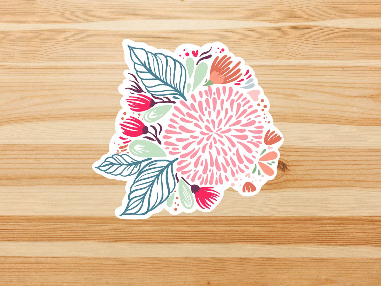 Colorful illustrated flower vinyl sticker, , flower sticker, best friend gift, laptop sticker, , sarcastic gift