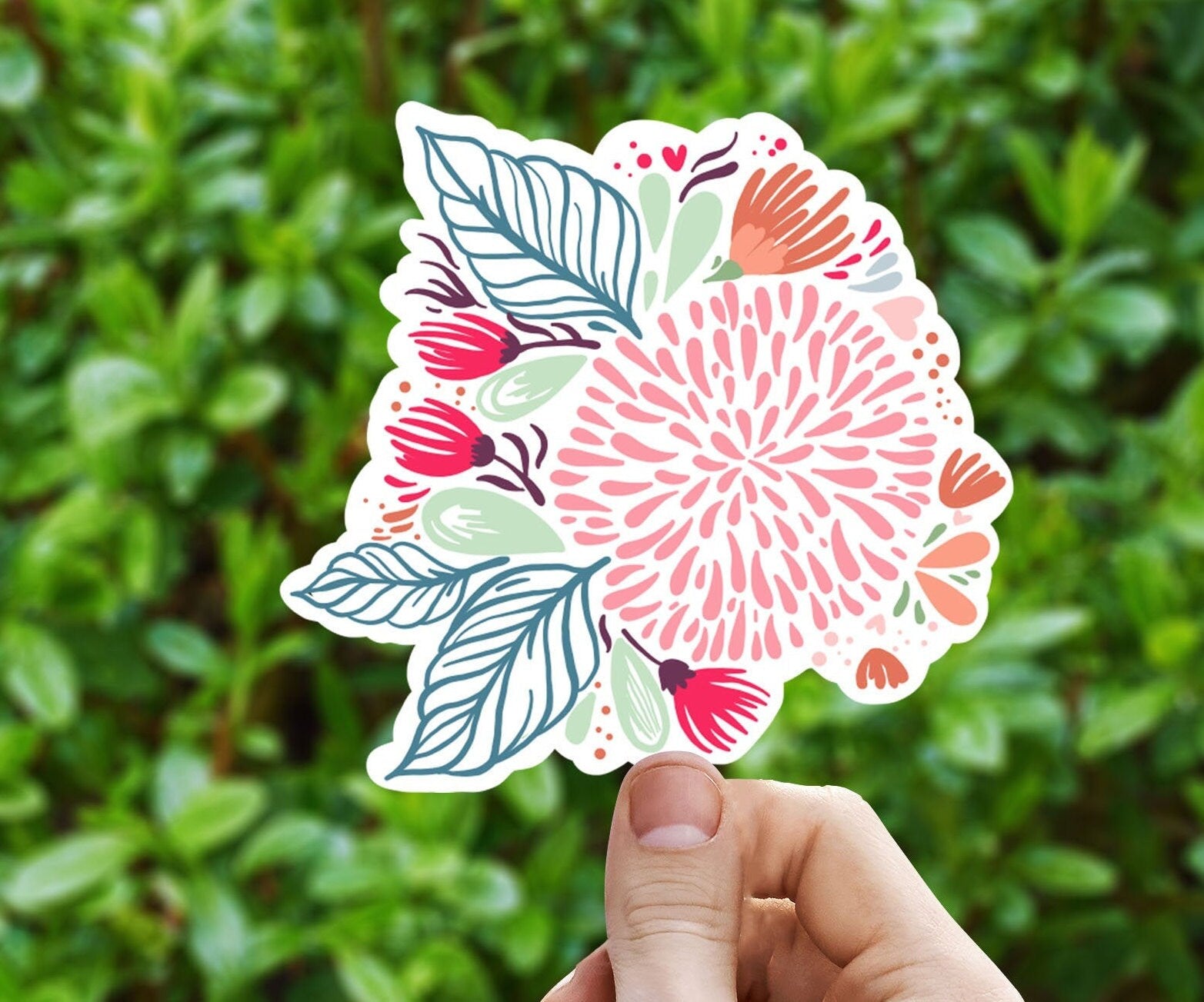 Colorful illustrated flower vinyl sticker, , flower sticker, best friend gift, laptop sticker, , sarcastic gift