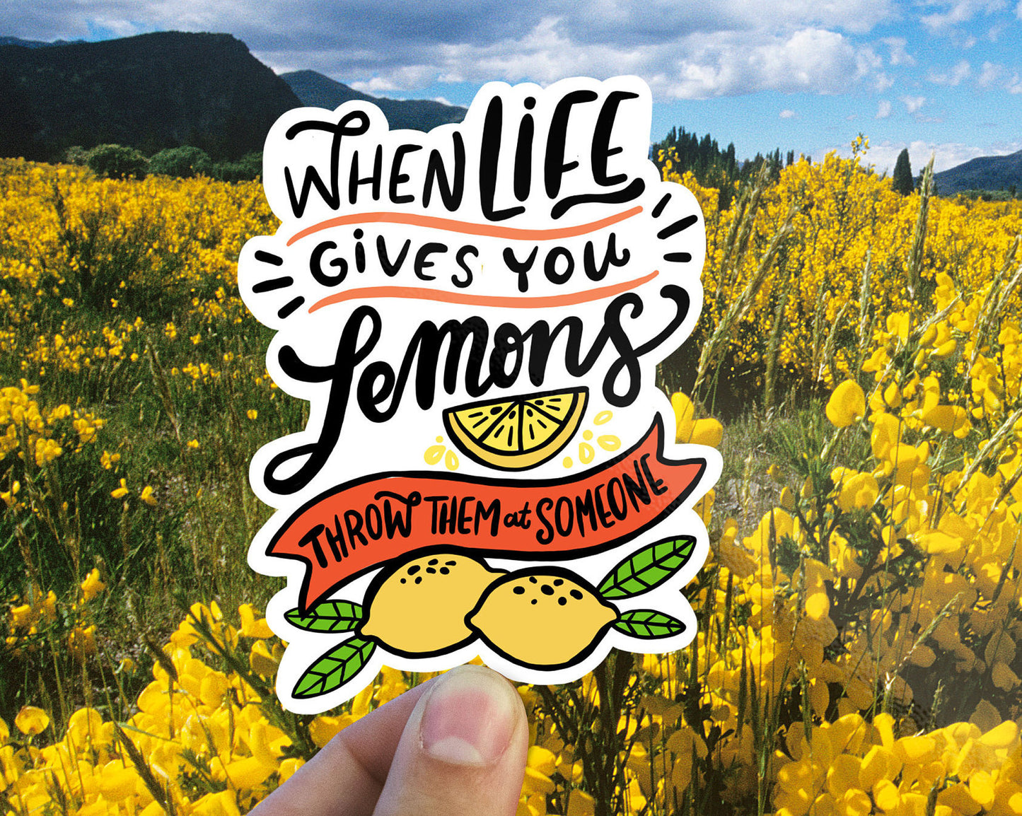 When life gives you lemons sticker, motivational sticker,  fun saying sticker, Macbook sticker, laptop sticker, waterproof flower sticker