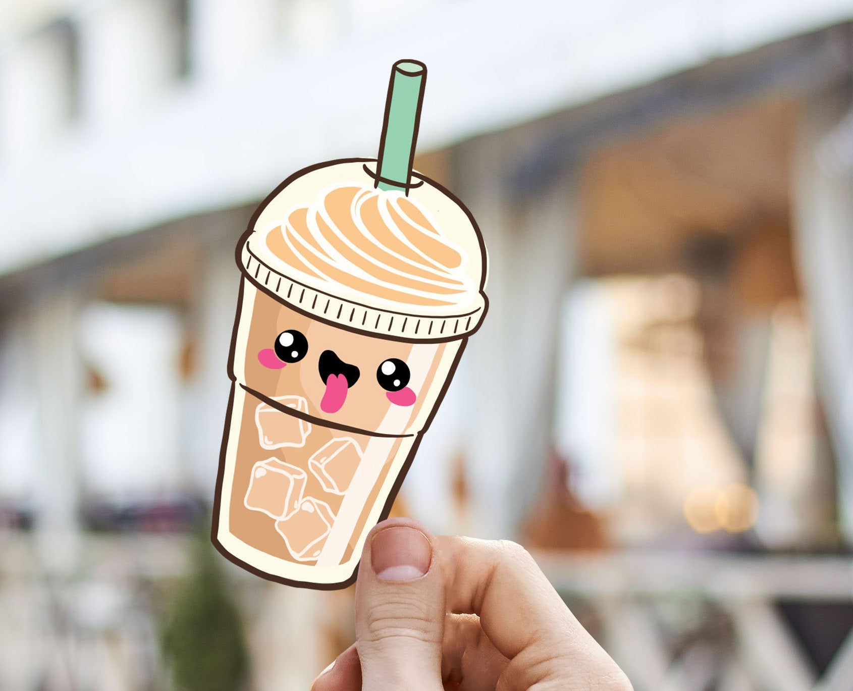 Kawaii coffee vinyl sticker, cute coffee sticker,  Frappuccino  sticker, Macbook sticker, laptop sticker, waterproof sticker