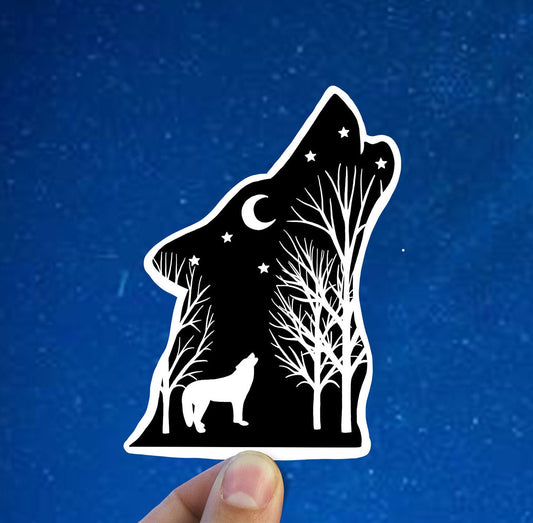 Howling wolf Vinyl Sticker, wolf decal, yeti decal, MacBook decal, laptop sticker, waterproof sticker, Dwight Schrute