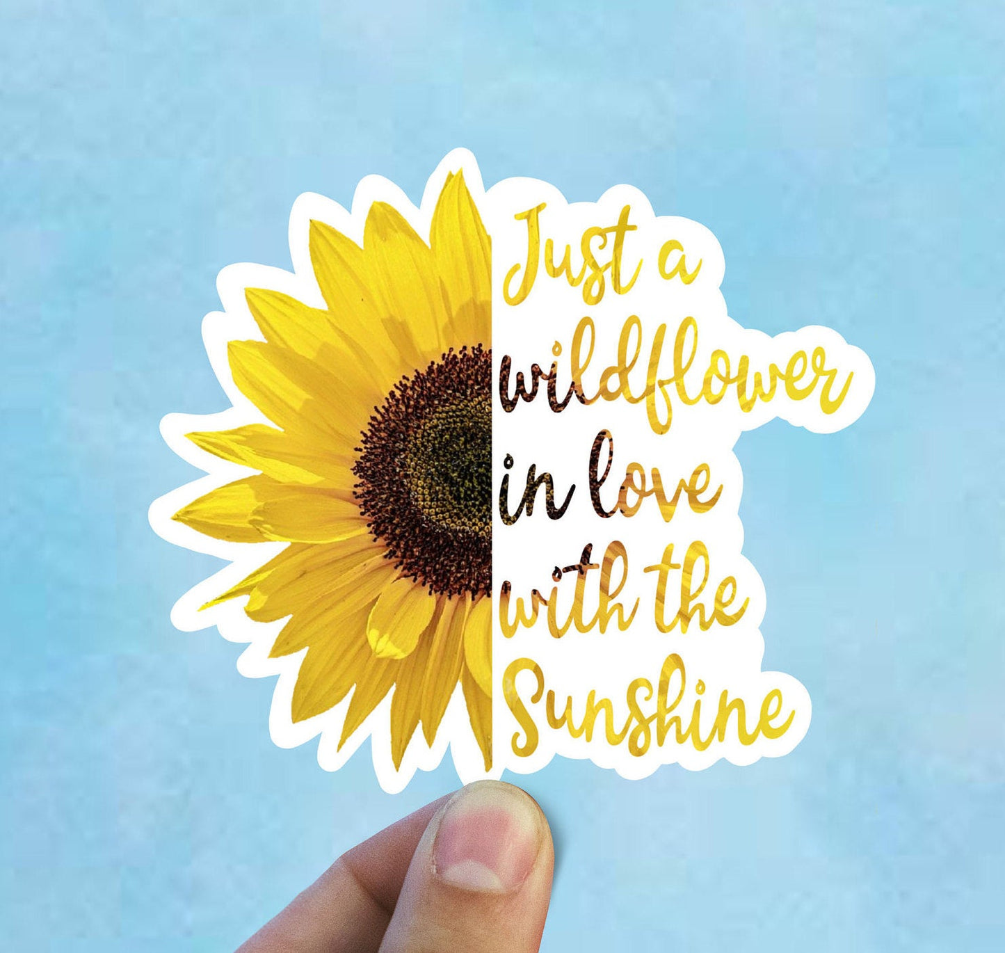 Just a wildflower in love with the sunshine vinyl sticker, best friend gift, small gift, laptop sticker, waterproof flower sticker