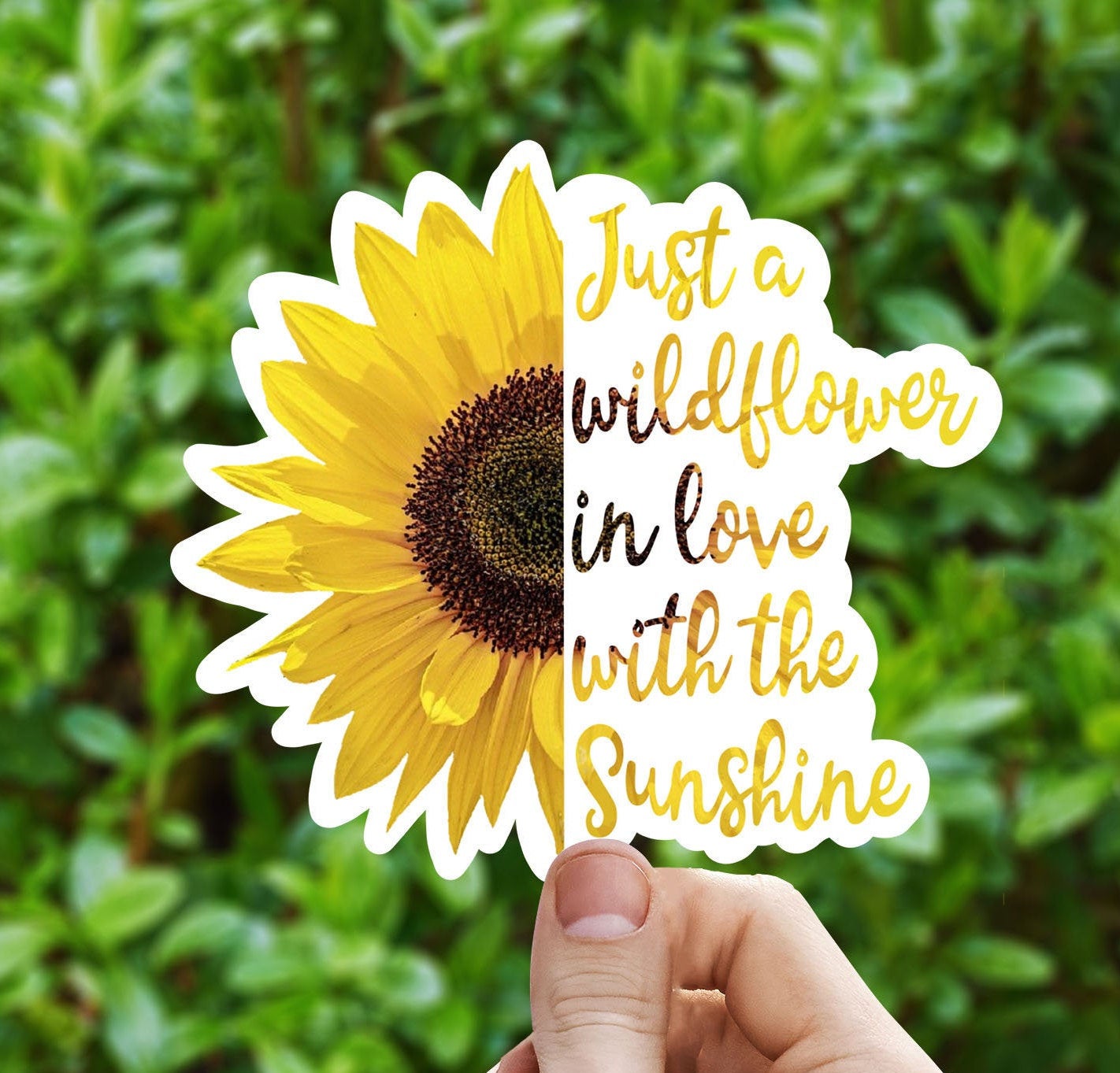 Just a wildflower in love with the sunshine vinyl sticker, best friend gift, small gift, laptop sticker, waterproof flower sticker