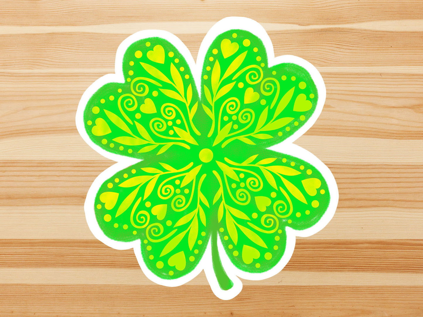 Four leaf clover vinyl sticker, best friend gift, small gift, laptop sticker, waterproof flower sticker