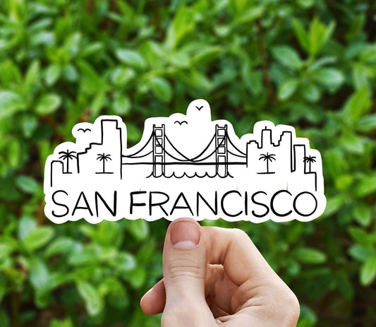 San Francisco skyline vinyl sticker, California,Best friend gift, birthday gift, Macbook sticker, laptop sticker