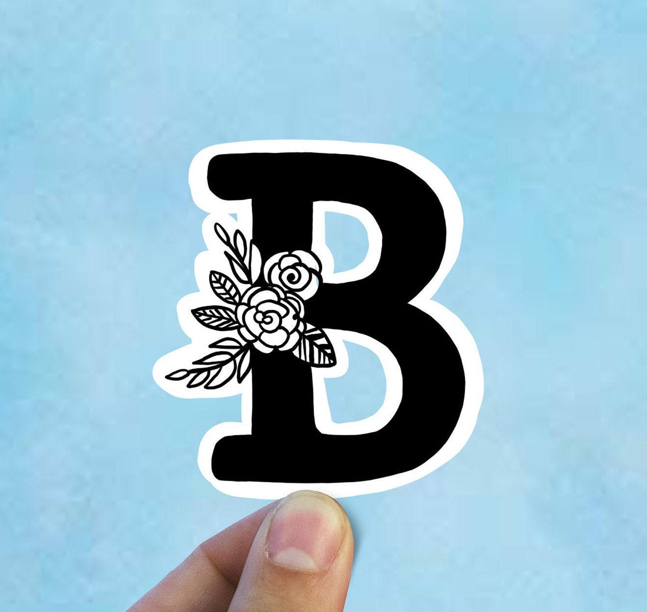 Letter B flower vinyl sticker, monogram, best friend gift, Laptop decal, MacBook decal