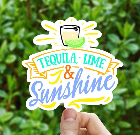 Tequila lime and sunshine vinyl sticker, tequila sticker,  Best friend gift, Macbook sticker, laptop sticker, waterproof sticker