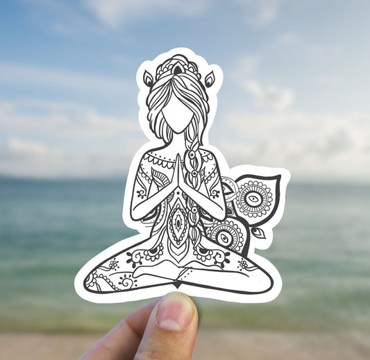 Yoga girl vinyl sticker, zentangle sticker, Macbook sticker, laptop sticke, yeti decal