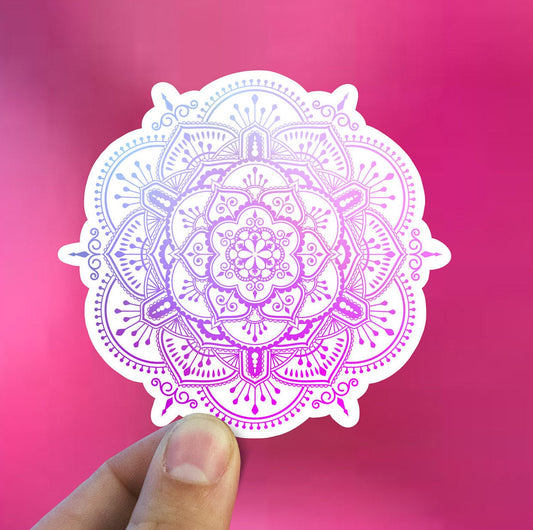 Pink ombré mandala vinyl sticker, 3D mandala, best friend gift, laptop sticker, Macbook decal