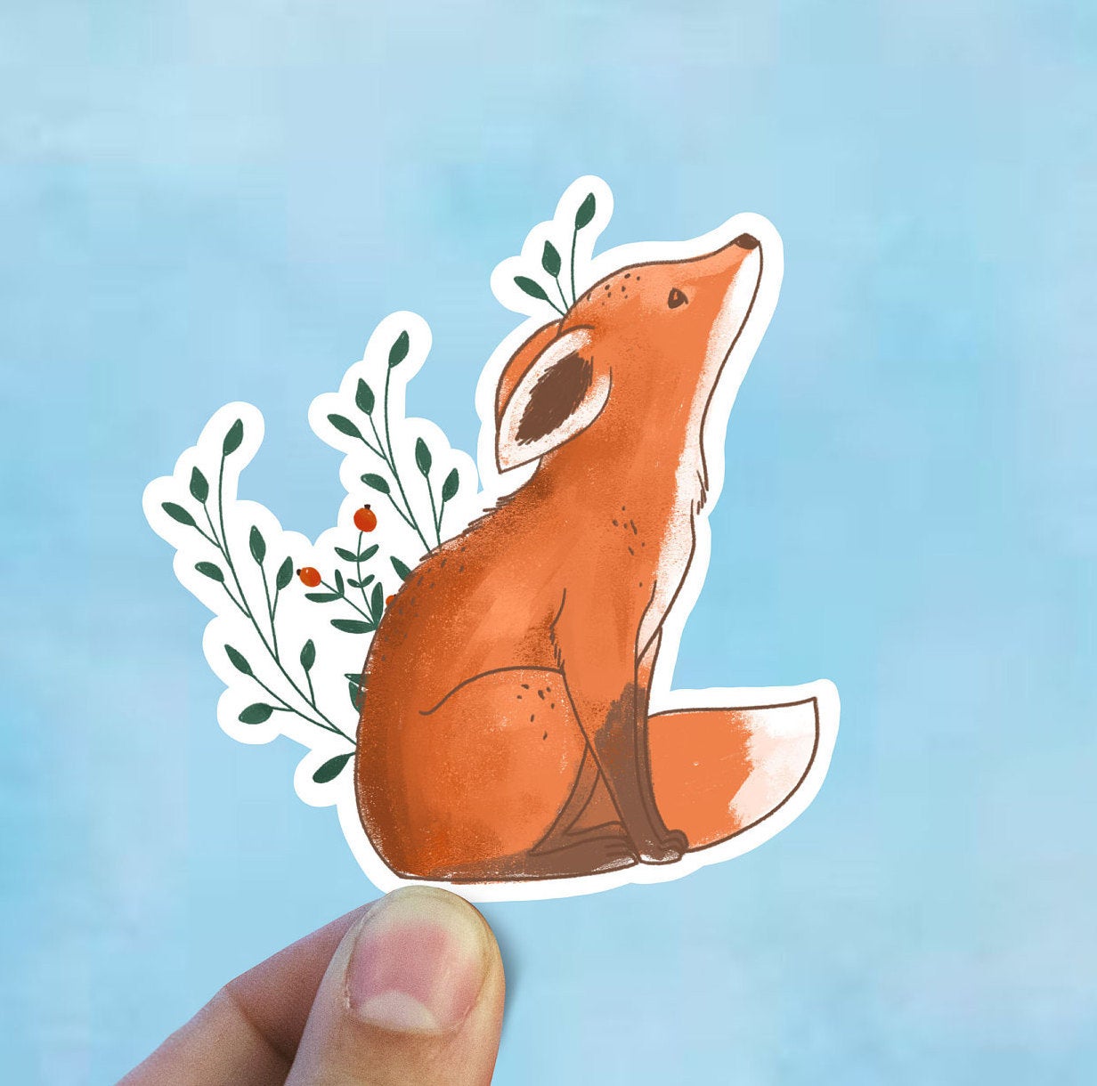 Watercolor fox vinyl sticker, fox sticker, best friend gift, laptop sticker, Macbook decal, sarcastic gift