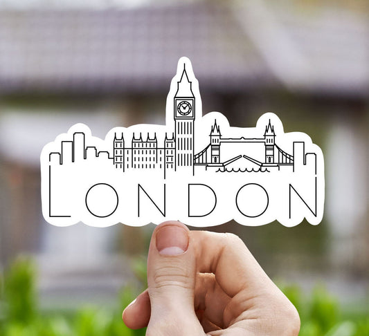 London skyline vinyl sticker, travel stickers, Britain, Best friend gift, birthday gift, Macbook sticker, laptop sticker