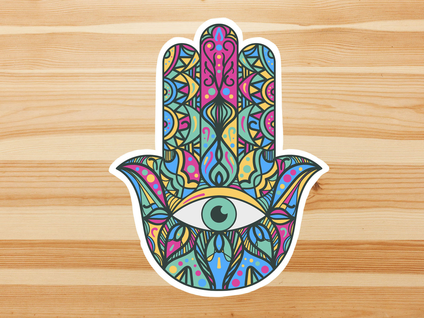 Pastel hamsa hand vinyl sticker, evil eye, best friend gift, laptop sticker, Macbook decal, crystal gift