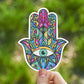 Pastel hamsa hand vinyl sticker, evil eye, best friend gift, laptop sticker, Macbook decal, crystal gift