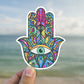 Pastel hamsa hand vinyl sticker, evil eye, best friend gift, laptop sticker, Macbook decal, crystal gift