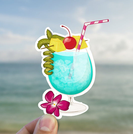 Tropical drink vinyl sticker, best friend gift, summer, Macbook sticker, laptop sticker, waterproof sticker