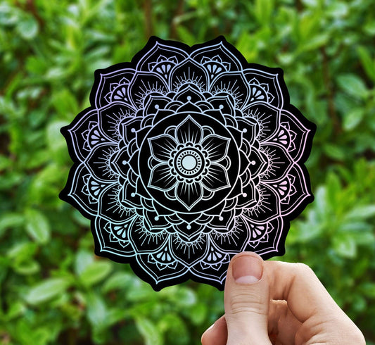 Blue and black vinyl sticker, 3D mandala, best friend gift, laptop sticker, Macbook decal